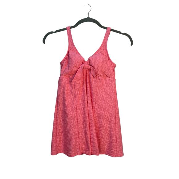 Swim Solutions Geometric One Piece Swim Dress Pink Women’s Plus Size 14 NWT - Picture 2 of 11